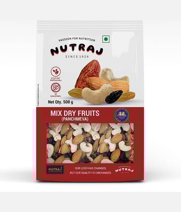 Nutraj Classic Mix Dry Fruits Panchmeva 500g |  Nutritious Blend of Dry Dates, Black Raisins, Raisins, Cashew Nuts & California Almonds | Trail Mix Healthy Snacks