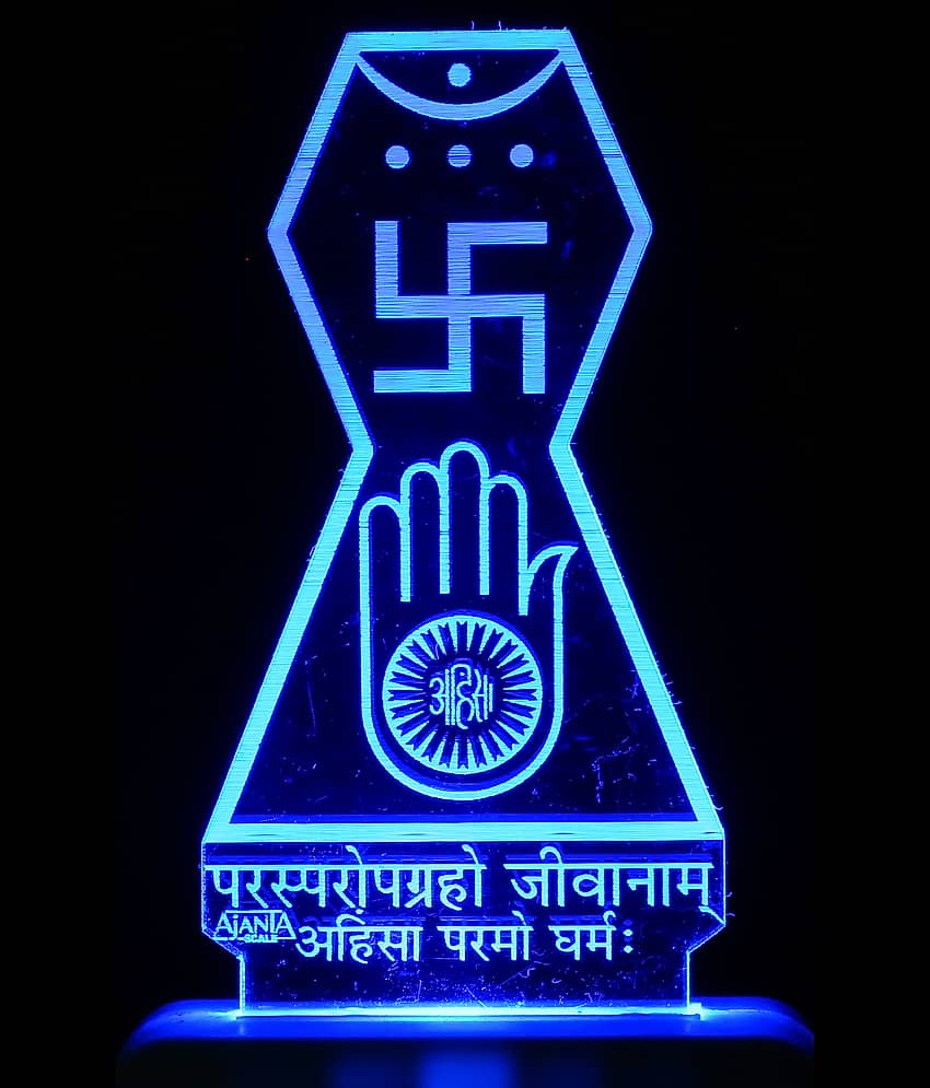 SUPER AJANTA 2038 Jain Logo 3D Night Lamp Multi - Pack of 1