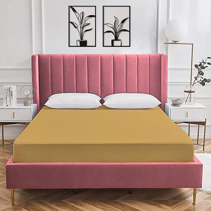 Wakeup India Water Proof Terry Cotton Mattress Protector - 84" x 72" Inch /190.5 x 121.92 cm Diwan Bed Size Beige