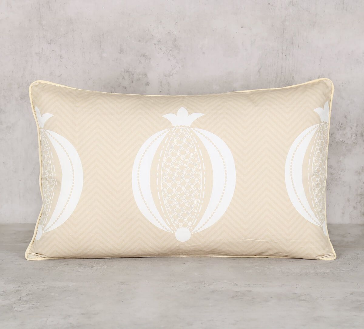 India Circus Sandy Chevron - Cotton Poplin Cushion Cover - 8 X 16 Inch