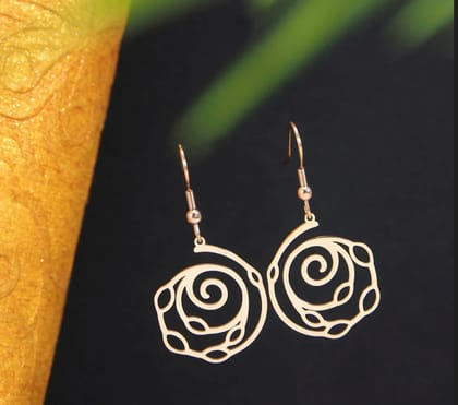 Stainless Steel Rosegold Plated Rose Shaped Earring-STNER 2708