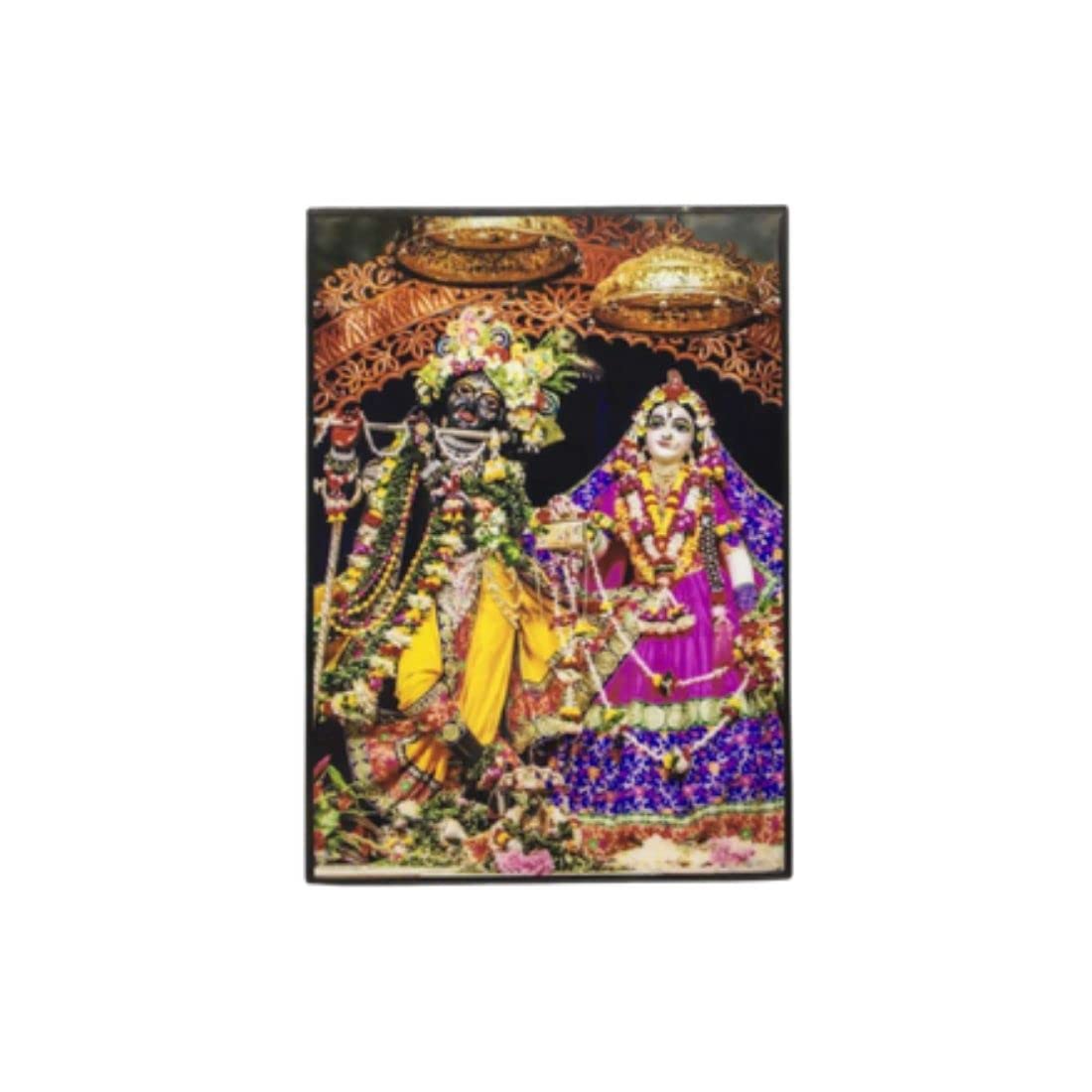 MAYAPURI Iskcon Radha Krishna Framed, Religious Painting | Home Decorative (7 X 5 Inch) black