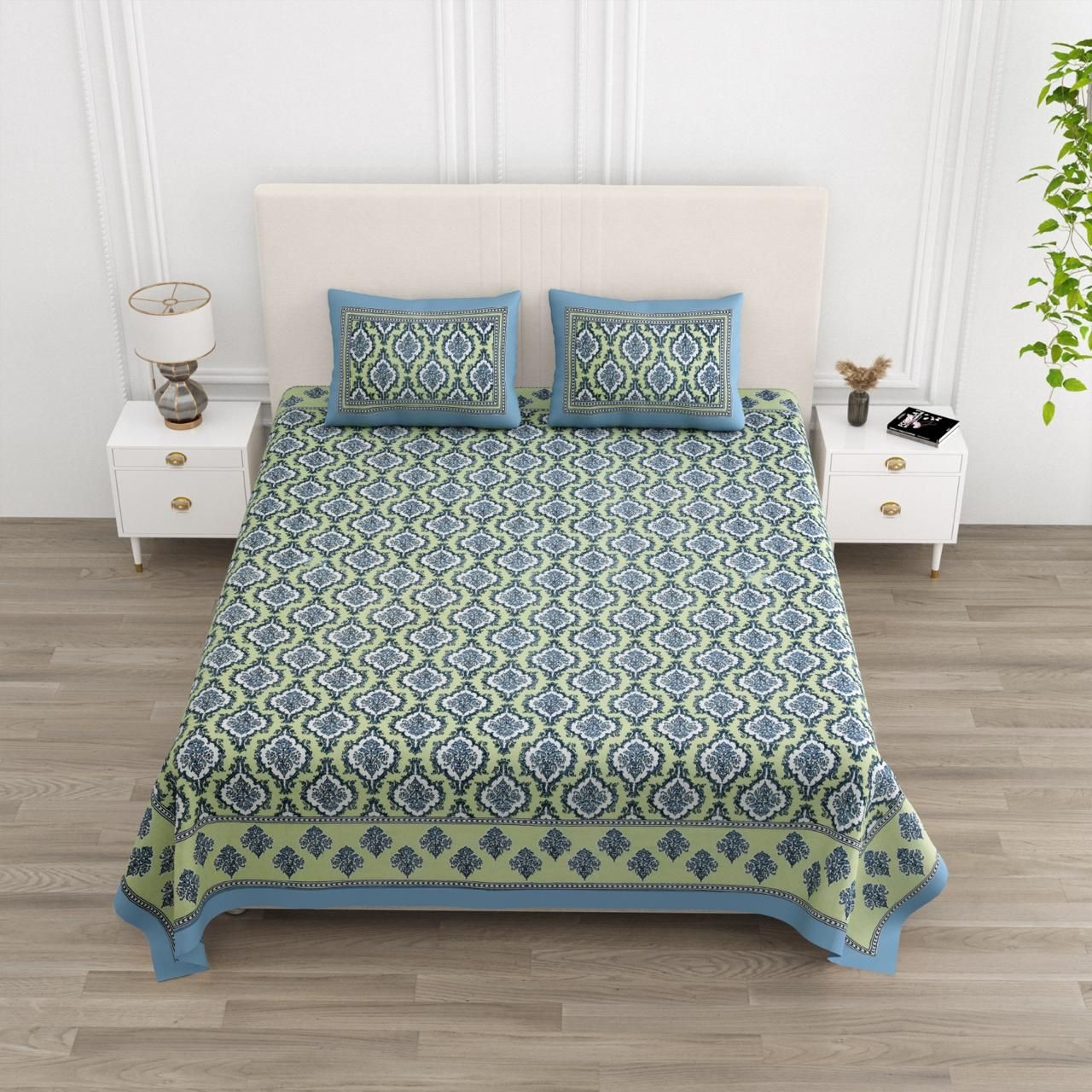 Floral Print Double King Bedsheet with 2 Pillow Covers-Ethnic Motifs / Double King (90X108 Inches) / Regular