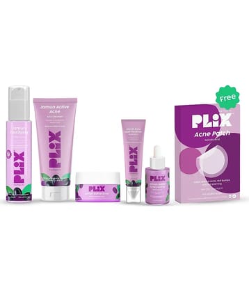 The Plant Fix Plix Jamun Active Acne Kit, Toner, Serum, Facewash, Moisturizer, Gel & FREE Acne Patch (6 Items in the set)