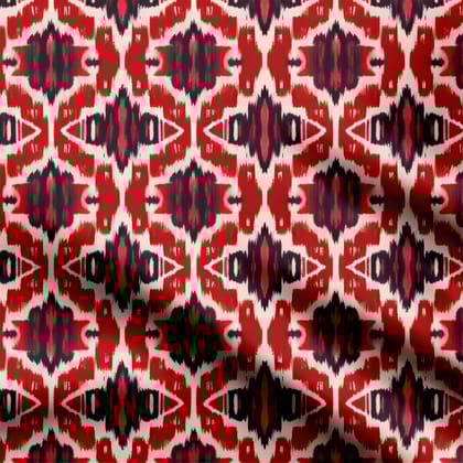 Ogee Ikat Print Fabric-Cotton