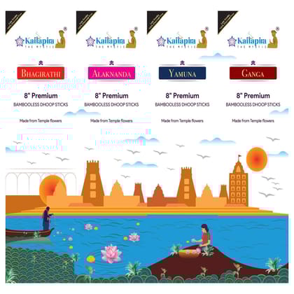 Kailapira Agarbatti River Series Pack of 4 Premium Dhoop Batti, Incense Sticks 20×4U
