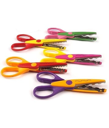 Eclet 5 PCS Designer Shape Cutter Scissor Pack of Different Design, Zig Zag Scissor for DIY Craft Work, Project Work, Border Making and Scrapbooking, Multicolor, Designer Shape Scissor Pack of 5