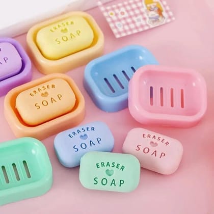 SS Enterprise Soap Shape Kids Eraser for School and Gifting Imported erasers (Pack of 6 erasers with 6 Tray)