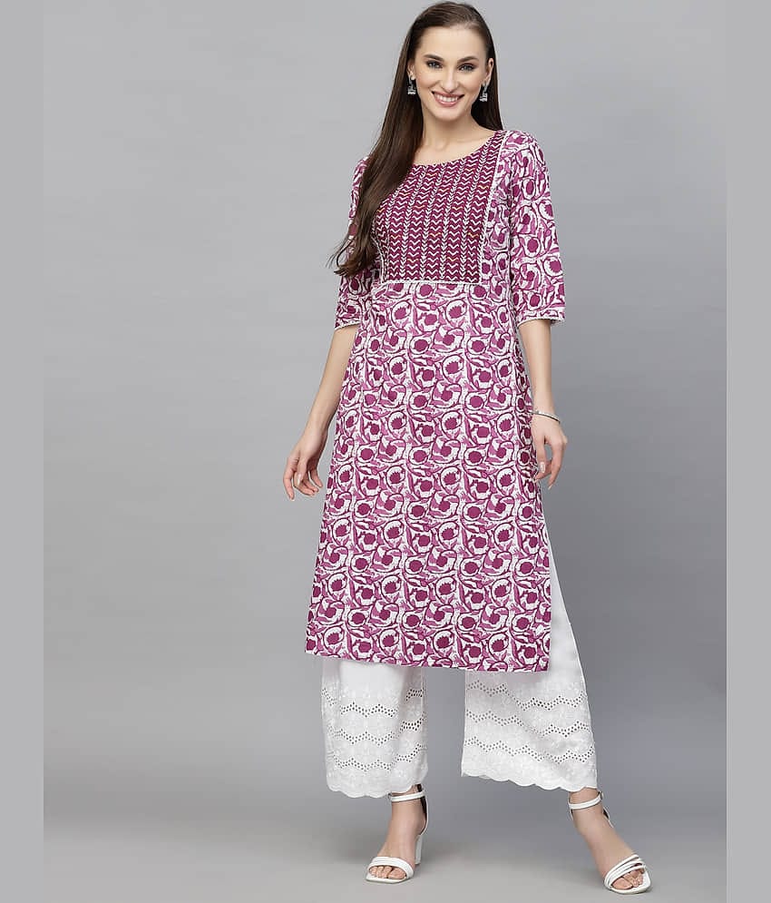 Stylum Cotton Printed Straight Women's Kurti - Navy Blue ( Pack of 1 )