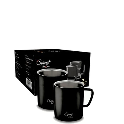 Stainless Steel Coffee and Tea Mugs - 150ml (5.07 oz) - Set of 2 - Powder Coated Exterior, Steel Interior Stainless Steel Coffee and Tea Mugs - 150ml (5.07 oz) - Set of 2 - Powder Coated Exterior, Steel Interior - Black