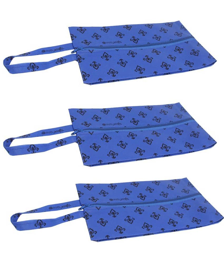 PrettyKrafts Shoe Cover, Shoe Bag with Center Zipper- Large (Set of 3 pcs)