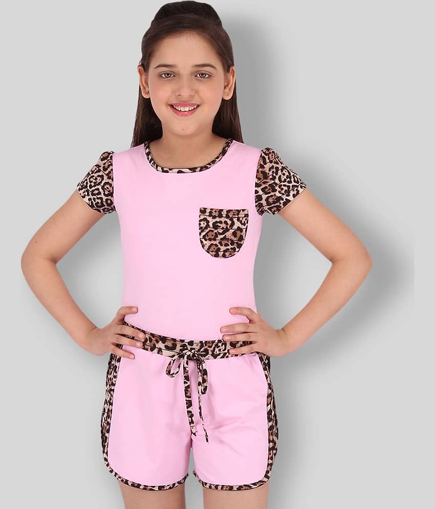 Cutecumber Pack of 1 Girls Polyester Top With Shorts ( Pink )