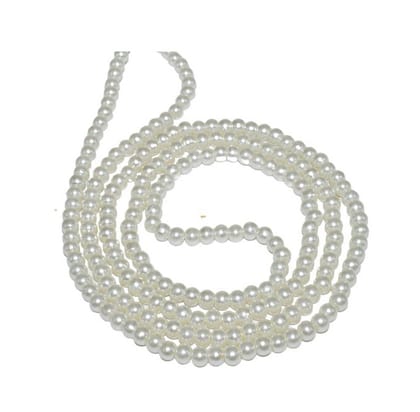 Glass Pearl Beads, 4mm, Round, White , BWGP-040-Per Packet of 2 String (225 Pcs) / 4 MM