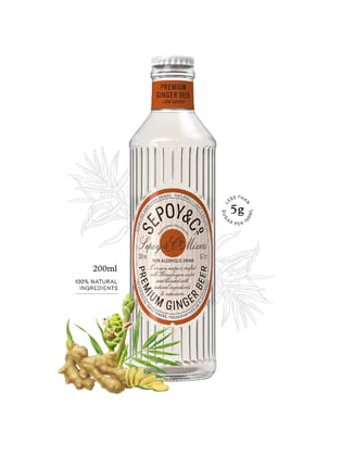 Sepoy & Co. Premium Ginger Beer, 200 ml - Pack of 12| Premium Ginger Ale | Low Calorie | Sparkling Himalayan Drink | 100% Natural Ingredients