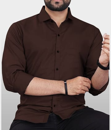 Eviqe Cotton Blend Regular Fit Solids Full Sleeves Men's Casual Shirt - Coffee ( Pack of 1 )