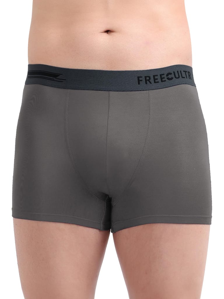 FREECULTR Men's Underwear Anti Bacterial Micromodal Airsoft Trunk - Non Itch No Chaffing Sweat Proof - Pack of 1-Smoke Grey
