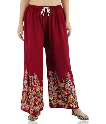 OMAYA Maroon Rayon Palazzos - Single