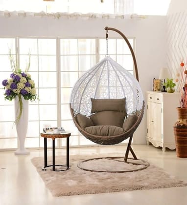 SINGLE SEATER HANGING SWING WITH STAND FOR BALCONY AND GARDEN