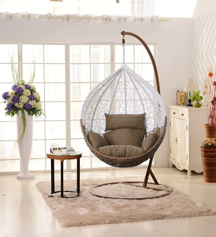 SINGLE SEATER HANGING SWING WITH STAND FOR BALCONY AND GARDEN