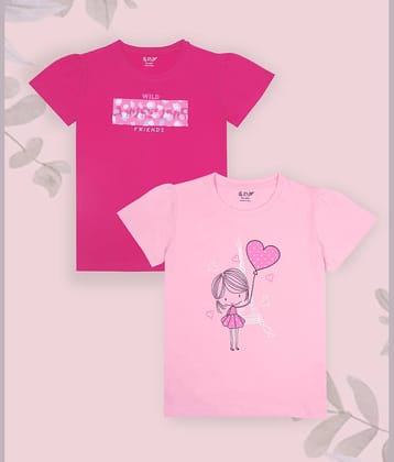 J&JP Pack of 2 Girls Cotton Blend T-Shirt ( Multicolor )