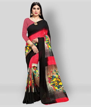 ANAND SAREES Georgette Printed Saree With Unstitched Blouse Piece ( Multicolor )