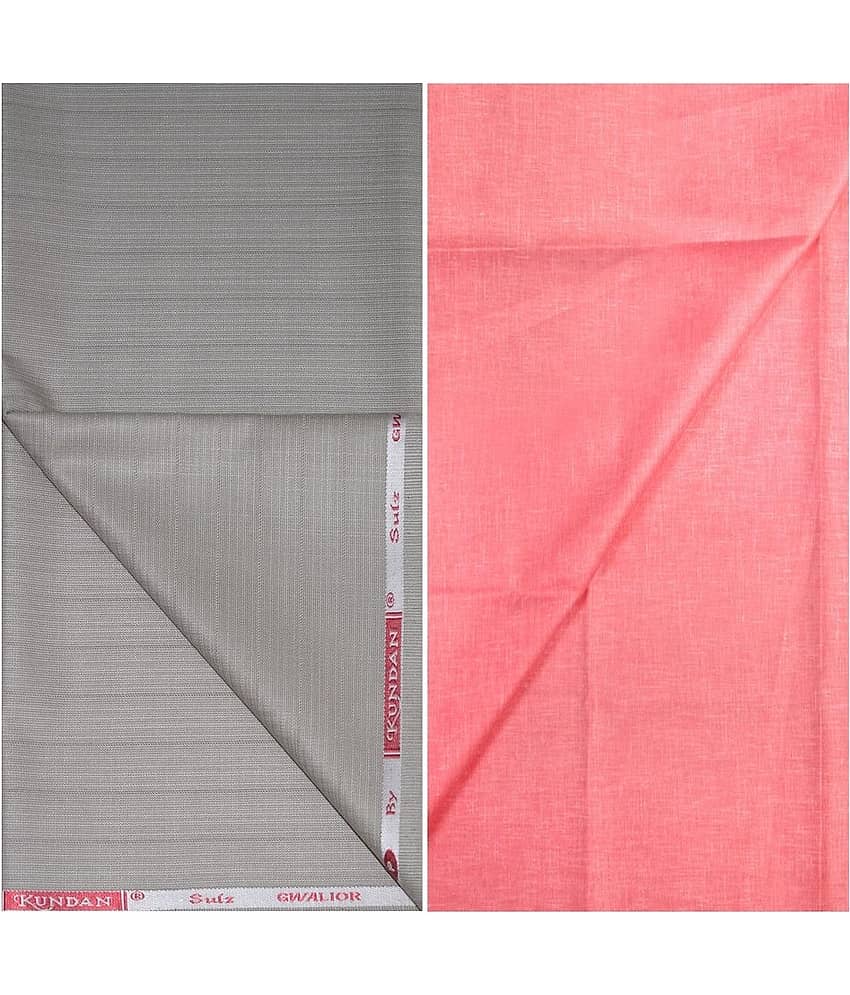 KUNDAN SULZ GWALIOR Pink Cotton Blend Unstitched Shirts & Trousers ( 1 Pant & 1 Shirt Piece )