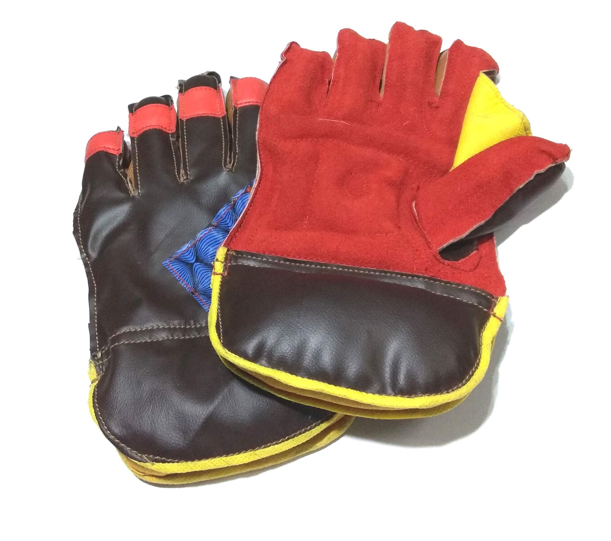 Nawani Wicket Keeping Gloves. Leather Gloves for Cricket, Color As per Availability,