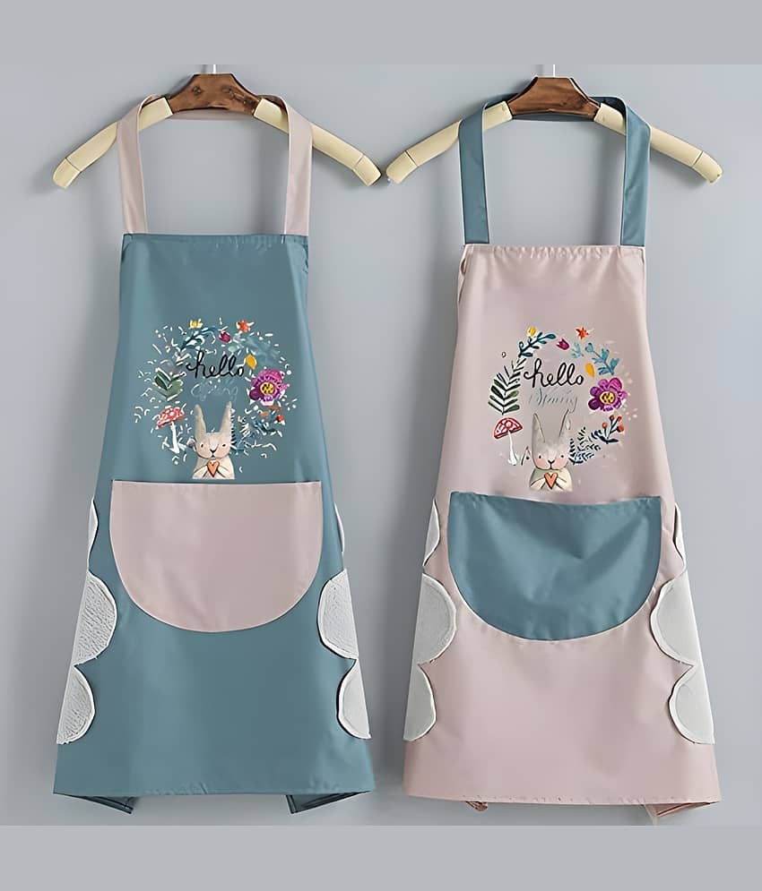 SARVASHVA TRENDS PVC Printed Kitchen Apron with 1 Center Pocket ( Pack of 2 )