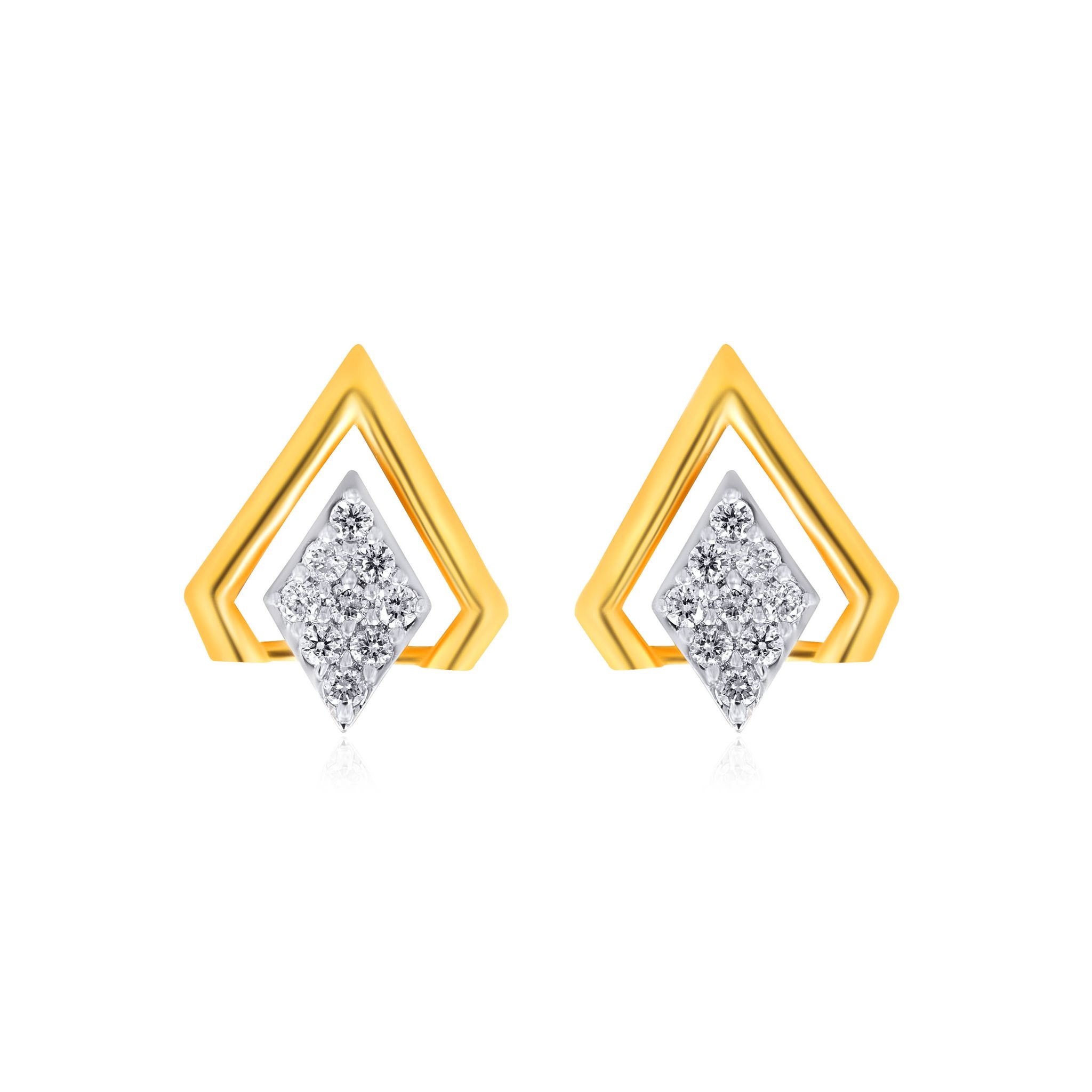 Senco Gold Elite Beguile Crown Diamond Studs (2 gram / 0.18 Ct / HI-SI / 18K Yellow Gold)