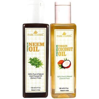 PARK DANIEL Organic Neem oil and Coconut oil - Natural &amp; Undiluted combo of 2 bottles of 100 ml (200ml) (200 ml)