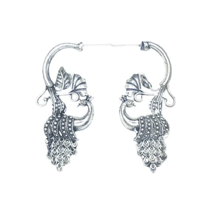 Oxidised Silver Peacock Earrings