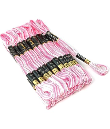 PRANSUNITA Anchor Stranded Double Shaded- 6 Strand Cross-Stitch Hand Embroidery Stranded Cotton Craft Sewing Floss Thread, Pack of 10 (1201 Anchor)