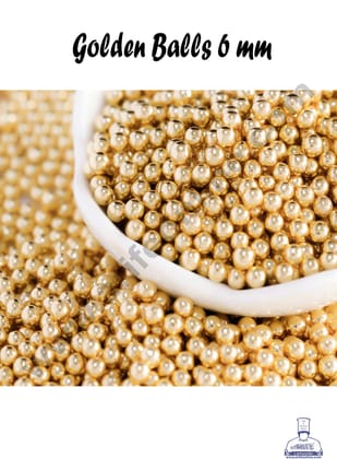 Cake Decor Sugar Candy - Golden Sugar Balls - 6 mm - 100 gm