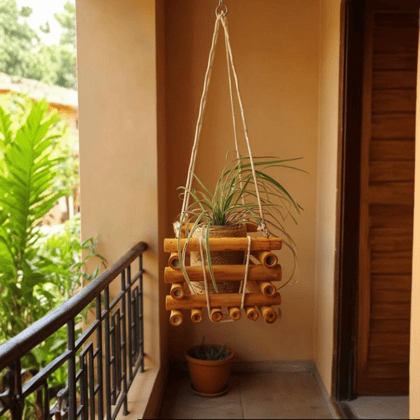 Handcrafted Bamboo Wall Hanging Planter