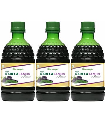 NUTROCOPIA Neem Karela Jamun Juice for Diabetes - 400 ml, Ayurvedic Diabetic Care Juice, Helps Maintain Healthy Sugar Levels, Immunity Booster Juice for Skin Care & Natural Detox Pack of 3
