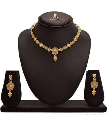 JFL - Jewellery For Less Copper Golden Traditional 22kt Gold Plated Necklaces Set