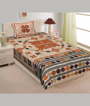 ABHACLOTHO Cotton 1 Single Bedsheet with 1 Pillow Cover ( Multicolor )