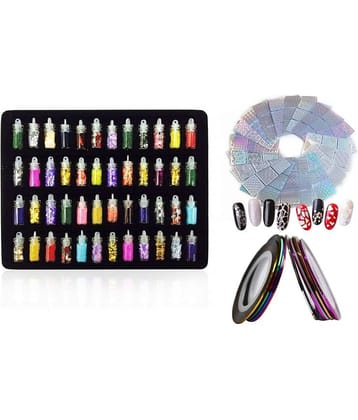 Looks United 3D Nail Art Kit. Glitter Sequins Rhinestones (Pack Of 64 Pcs)