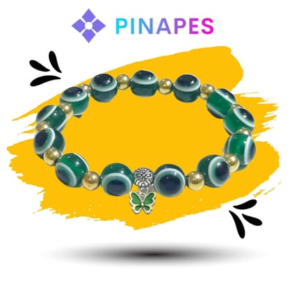Pinapes Artisanal Beaded Bracelet with Tiny Butterfly Charms