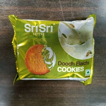 Sri Sri Tattva Doodh Elaichi Cookies - Crunchy, Crispy, Better For Digestion, 90 g