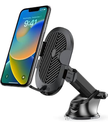 Tizum Universal Car Mobile Holder Stand| Strong Suction Cup, Double Shift Locking for Dashboard Windshield| Quick Release, Long Telescopic Arm, 360° Rotatable Head| All Mobile Phone, Black