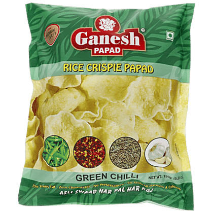 Ganesh Papad Papad - Green Chilly, Rice Crispy, 150 g