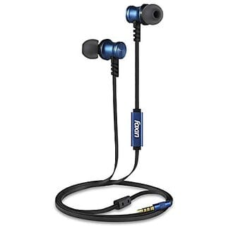 Foxin in-Ear Sweat-Proof Wired Earphones with 10mm Bigg Bass Driver in-line Mic Noise Cancelling Headset with 1.2m Tangle-Free Cable for iOS and Android Smartphones (M2-Black-Blue).