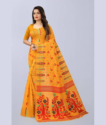 NENCY FASHION Cotton Printed Saree Without Blouse Piece ( Orange )