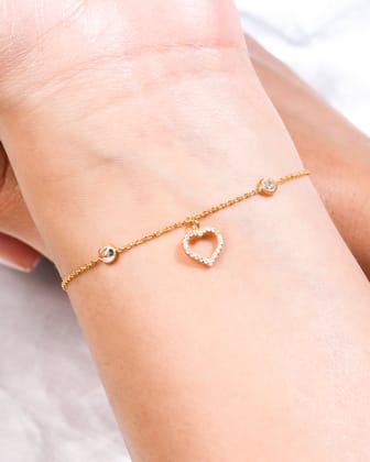 Drop Heart Bracelet-18k Gold Plated / 5.5" + 1"