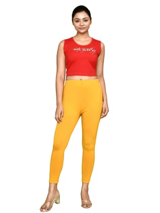 003AFR 4Cats Free Size Royal Ankle Cut Leggings - Mustard