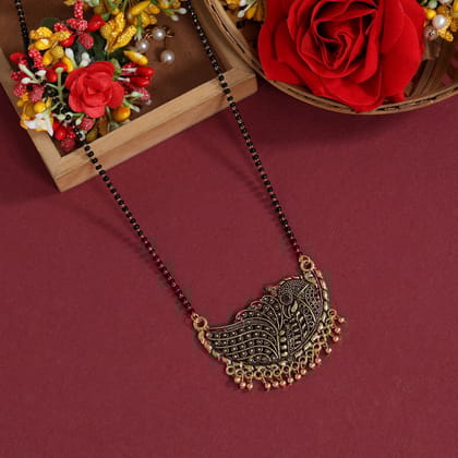 Gold Color Mangalsutra (MS290GLD)-Length: 44.00 CM x Width: 0.20 CM / Gold / Alloy With Good Quality Gold Plated