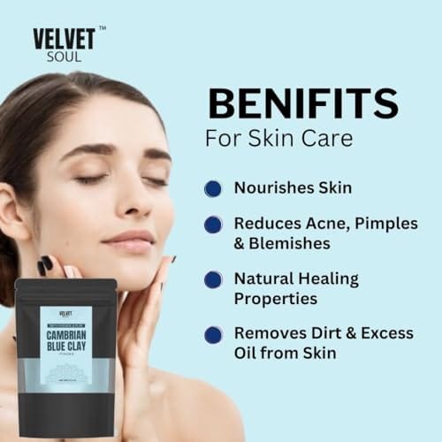 Velvet Soul Cambrian Blue Clay for Facial Mask | Reduce Acne, Blemishes & Pimples | Hair Treatment & Repair | 100 gms