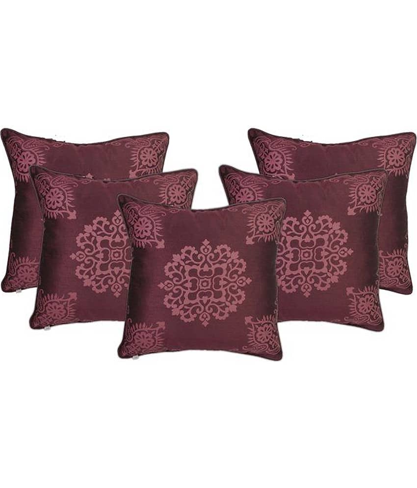Zubix Purple Polyester Cushion Covers Set Of 5