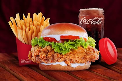 Non - Veg Burger + Side + Beverage Combo
